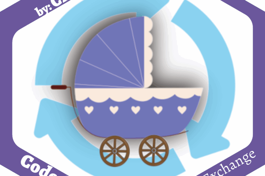 Purple, white, and blue hexagon-shaped sticker for BEE (VT) project
